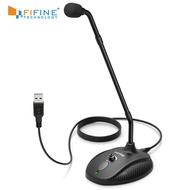 Fifine USB Computer Microphone 360 Flexible Gooseneck Mic for Broadcasting Conference Instrument Recording Vedio Gaming