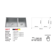 LEVANZO 1821T SUS 304 STAINLESS STEEL KITCHEN SINK