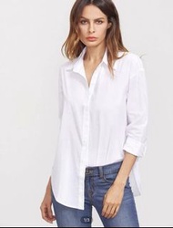 SHEIN solid button front blouse