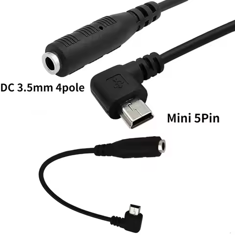 90 degree bend mini USB to 3.5 audio adapter cable v3 mini 5P to 3.5mm female mobile phone headset c