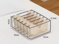 CW - 抽屜式網紗衣物分格收納箱(高級灰6格)(尺寸:32*32*12*5.3cm)