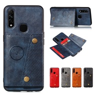 Leather Casing Oppo A31 A32 A52 A53 A72 A91 A92 F11 F15 Pro Realme 5 5i C3 6 Pro Brown Flip Stand Ma