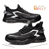 QOLLT Breathable Labor Safety Shoes Steel Toe Rubber Shoes For Men Caterpillar Jogger Shoes