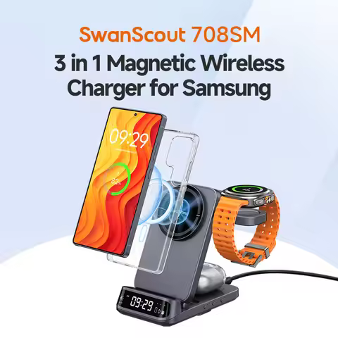 SwanScout 708SM Magnetic Wireless Charging Station for Samsung S25 S24 Ultra S23 for Galaxy Watch Ul