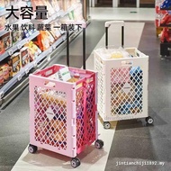 Tested Quality4-wheel Large Folding Shopping Cart Plastic Storage Box Push-pull Cart Portable Vegeta