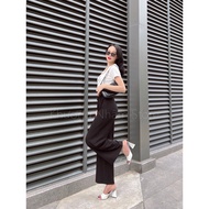 CHAMEL premium ribbed elastic set - crop top and wide leg pants set