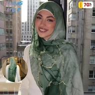 Selendang Tudung hijab galeria hijabistahub Women's Bohemian Scarf - Teal Green & Grey marbled Print