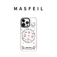 MASFEIL | เคสโทรศัพท์มือถือ Apple iPhone 16 Pro Max KT Cat Floral Gold Plated Magnetic Attraction กั
