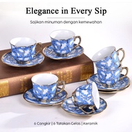 SUNFILI Elegant Ceramic Coffee Cup Set 6 pcs