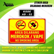 STIKER DILARANG MEROKOK VAVE| BAHAN VINYL + LAMINASI GLOSSY