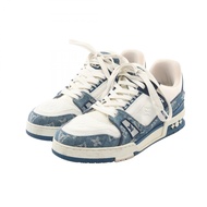 【二手】LOUIS VUITTONLV Trainer 系列運動鞋，藍白皮革帆布，男款，二手 B