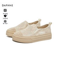 DAPHNE达芙妮渔夫鞋女新款2024夏季爆款网红厚底平底休闲百搭鞋子薄款透气网鞋 米杏色 38