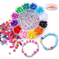500pcs/Box 9x6mm Large Hole Plastic Acrylic Beads Alphabet Letter Heart Beads For Bracelet Necklace DIY Jewelry Craft Making Kit Accessoreis