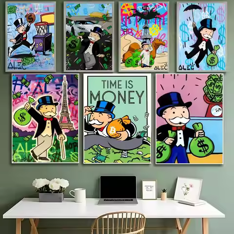 Cartoon Dollar Alec Monopoly Poster HD Waterproof High-Toughness Self-Adhesive Wall Decor Universal