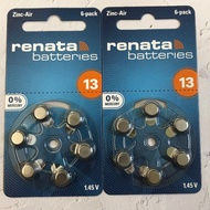 Renata A13 D10 hearing aid battery PR48 battery 1.45V Pack of 6