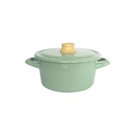 COTTON 雙耳附蓋琺瑯砂鍋 復古綠 18cm