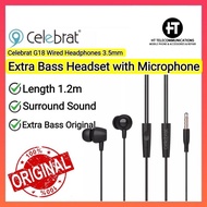 Celebrat G18 Wired Headphones 3.5mm Stereo Sound In-ear Gaming High Quality Earphone for PC Extra Ba