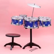 ⓞJazz Drum Set with Chair for Kids Musical Instruments Educational Toys for Children (Blue) X