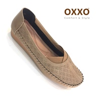 OXXO รองเท้าคัชชูส้นเตี้ย รองเท้าเพื่อสุขภาพหนังนิ่ม oxxo พี้นแบน หนังนิ่มมาก พี้นยางสั่งทำพิเศษ พี้นสูง1เซน ใส่สบาย X55402