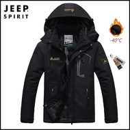 Jeep Spirit เสื้อแจ็คเก็ตขี่กลางแจ้งของผู้ชายเสื้อโค้ทเสื้อบุกำมะหยี่เป็นศูนย์เสื้อคู่กันลมกันน้ำฤดู