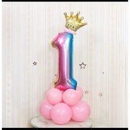 NUMBER 1 set birthday Ballon with crown and ballon
