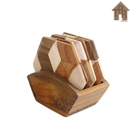 Hexagonal Wooden Coaster Set of 6pcs. Coaster Cup Coaster Set D9