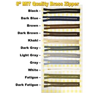 8" MIT 4YG Brass Zipper with Steel Slider 100 pcs per pack M. I. T. Jeans Zipper