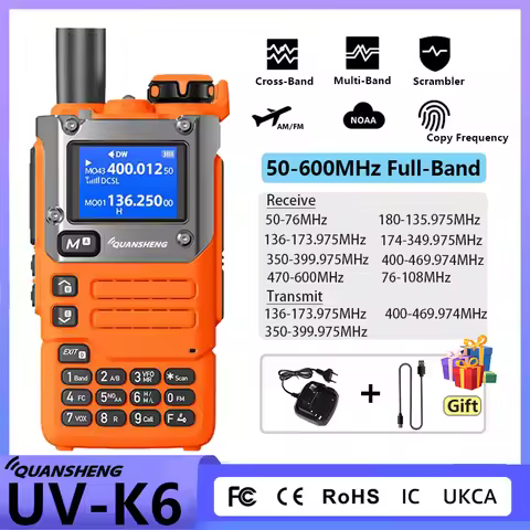 UV K6 Quansheng Walkie Talkie 5W Orange Air Band USB Type-C UHF VHF DTMF Wireless Frequency NOAA UV-