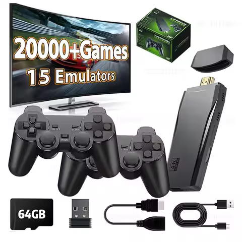 4K Video Game Console Wireless Controller Gamepad Built-in 20000 Games 64G Retro Handheld Game Playe