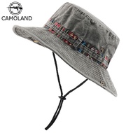 CAMOLAND 100 Cotton UV Protection Sun Hats For Women Men Fishing Hiking Bucket Hat Floral Ribbon Design Outdoor Beach Cap