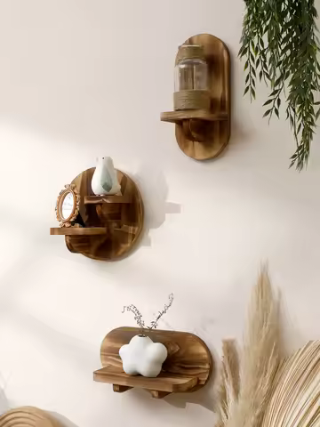 Oval Wooden Shelves Floating Wall Shelf Wall Decor Wall Mount Room Decor Aesthetic Bohemian Room Dec