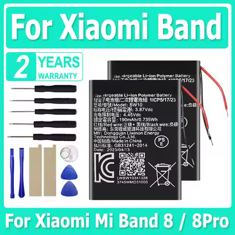 High Quality 3.87V 190mAh BW10 Replacement Battery For Xiaomi Mi Band 8 / 8Pro M2239B1 M2240B1 Batte