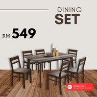 (PERABOT ANN) DINING SET 1+6 / SET MEJA MAKAN / MEJA MAKAN / MEJA MAKAN 1+6 / Meja makan 6 kerusi