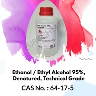 Alcohol 95% / Ethanol / Ethyl Alcohol / 乙醇 / 酒精 / 消毒 95%, Denatured, Technical Grade, CAS: 64-17-5