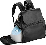 MARZELIE Vegan Leather Breast Pump Bag with Cooler - Breast Pump Bag for Work w/Padded Laptop Sleeve - Water Resistant Spectra Pump Bag - Multipurpose Baby Milk Cooler Bag, Black, Backpack