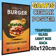 LAYAR Led Photo MENU Glass screen Lightbox MENU 60x120 // LED SLIM LIGHT BOX// LED MENU// ADVERTISIN