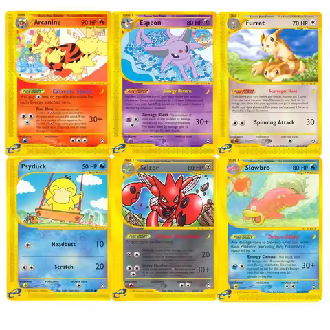 Pokemon Cards Foil Flash Card E-Card Series Scizor Furret Slowbro Espeon Tyranitar Psyduck Pokemon T