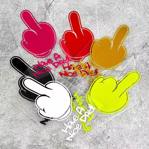 Funny Middle Finger "Have A Nice Day" Vinyl Sticker Set, Waterproof Decals, Multi Colors