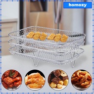 Homozy 3x Air Fryer Racks Fryer Grill Tray Oven Grilling Tray Layered Nonstick Stackable Multi Layer Grilling Rack Replacement