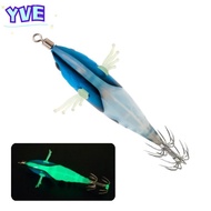YVE Squid Jig, Horizontal Hard Bait Cuttlefish Squid Lure, Shrimp Glow 55mm 5.2g Sea Fishing Bait Sa