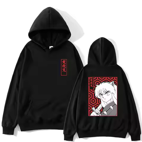 Japan Anime Demon Inuyasha Graphic Hoodie Sesshoumaru Higurashi Kagome Men Women Hoodies Oversized C
