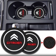 2PCS Car Coaster Water Cup Mat Silicone Epoxy Non-Slip Coaster For Citroen C1 C2 C3 C4 C5 C6 C8 C4L 