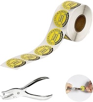 DGUV V3 Next Test Date Test Badges Set with Hole Pliers, 500 Pieces Diameter 30 mm Yellow, Self-Adhe