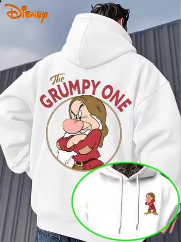 Disney Dwarfs Grumpy Pattern Men's Hoodie Autumn Winter Casual Unisex Pullover Sweatshirt Tracksuit 