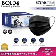 ready Masker BOLDe Active Mask 3Ply 50 Pcs - Masker Sporty Hitam murah