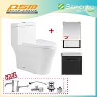 Sorento Bathroom One Piece Design Toilet Bowl WC Bathroom Aluminium Material Basin Cabinet Package S