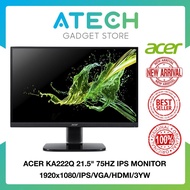 ACER KA222Q 21.5" FULL HD 75HZ IPS MONITOR 1920x1080/IPS/VGA/HDMI/AMD FREESYNC/3YW/READY STOCK