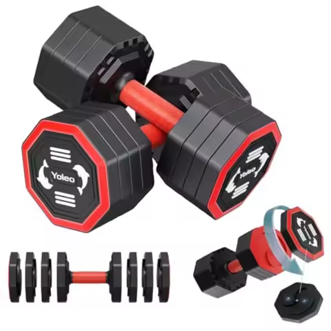 Adjustable Dumbbell Set for Home Workout 4 in 1 Tai Chi-Style Rotary Mounting 10/15/20/25 lb Weights