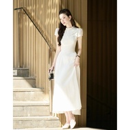 COQUI long pleated lady's party DRESS, luxurious long white DRESS MARINA DRESS (LONG FORM) long dres