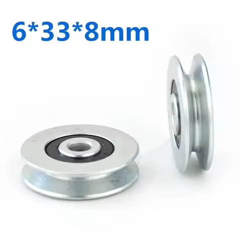 1PC 6x33x8mm V Groove Bearing Round Pulley Steel Wire Over Line Lifting Wheel Guide Wheel Mechanical